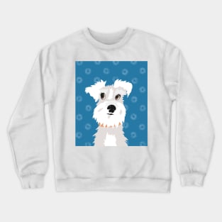 White Miniature Schnauzer Dog with Blue Daisies Crewneck Sweatshirt